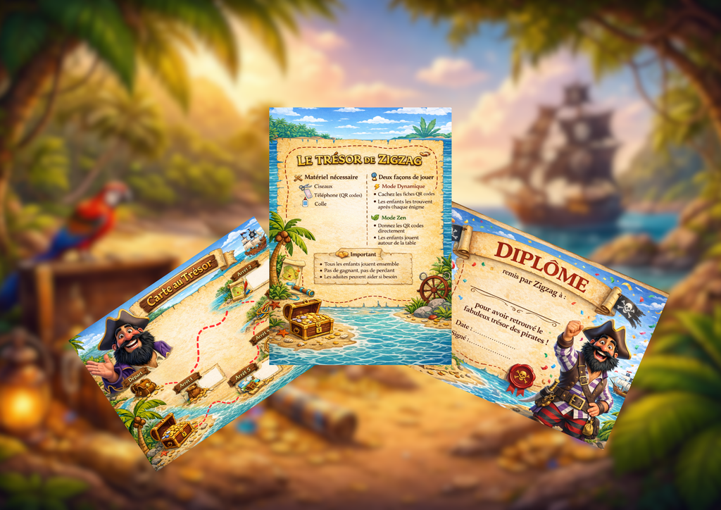 Chasse au trésor pirate à imprimer ZigZag enfant 6 ans